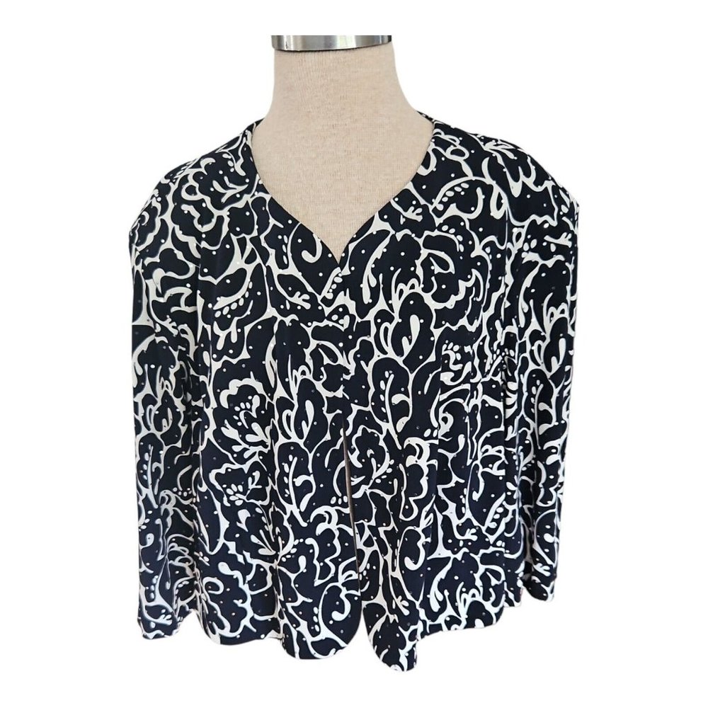 NWT C J Banks 24 W Petite Christopher & Banks Sequined Jacket Black White